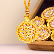 小红书爆款沙金满钻雏菊吊坠时尚轻奢爆闪圆形可旋转项链女款批发