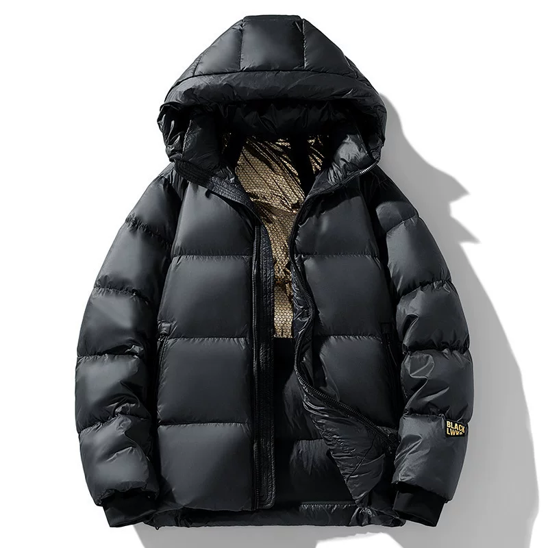 Velvet winter windproof keep warm short down jacket with down for men and women, increased thickness