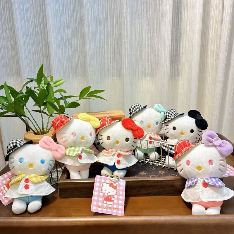 礼帽Kitty夏日度假小披风 挂件可爱饰品粉色公仔毛绒挂饰礼物新款|undefined