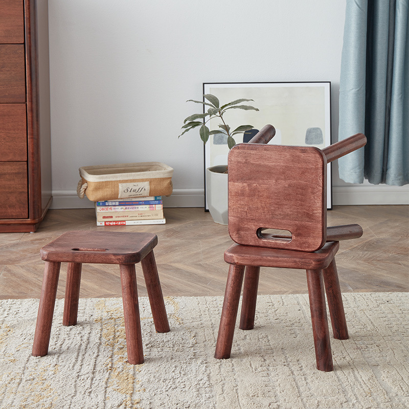 Cross-Border Small Stool for Home Use, Solid Wood Low Stool, Portable Small Bench Chair, Fashionable Internet Celebrity Creative Coffee Table Stool, Shoe-Changing Stool