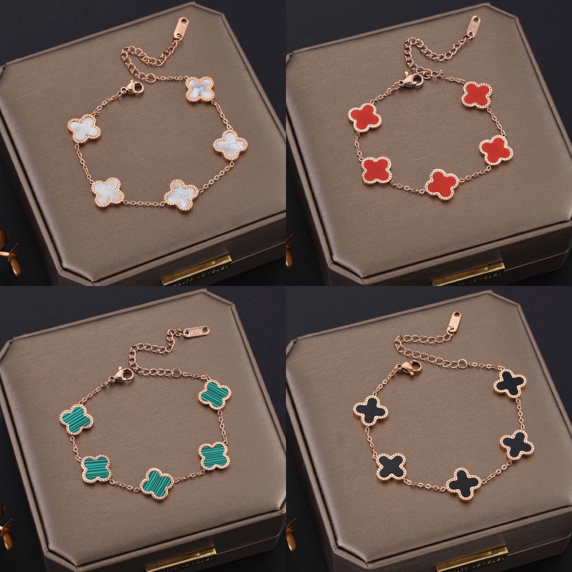 Fashion Geometric Titanium Steel Gold Plated Zircon Bracelets