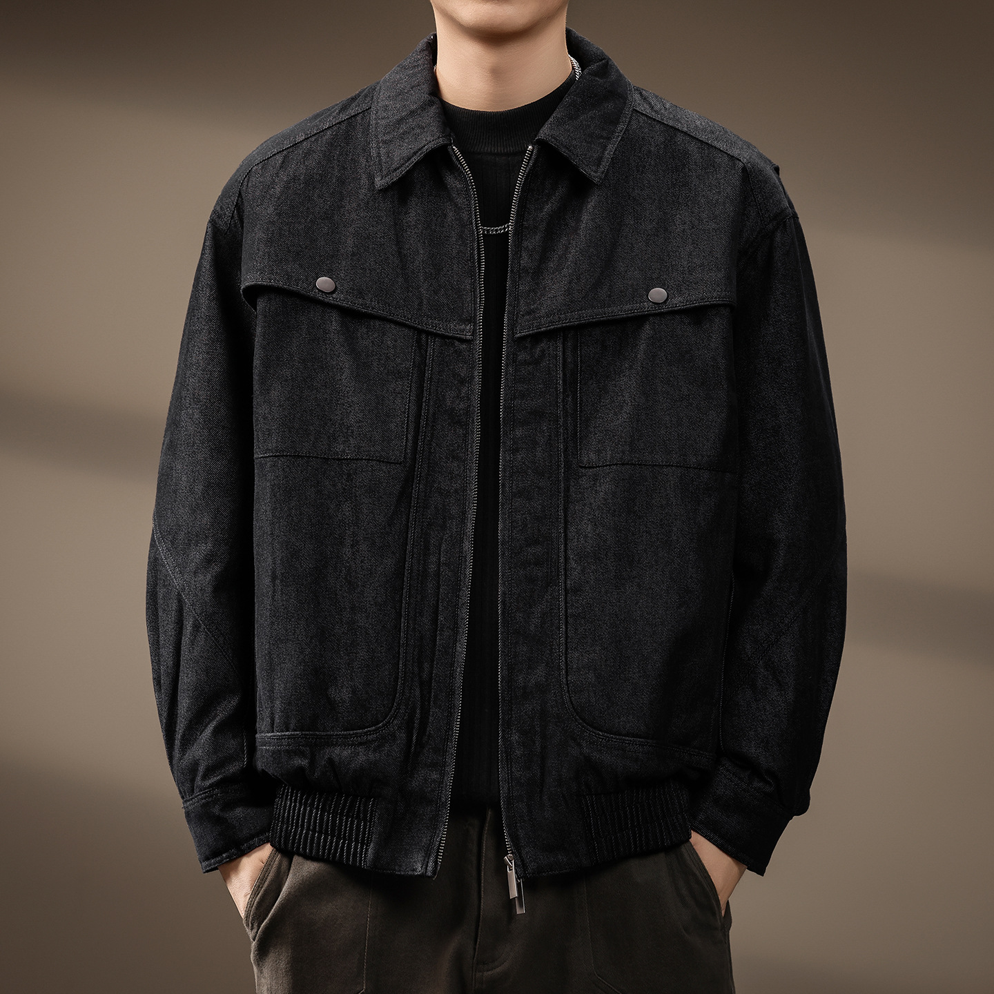 Retro 90 White Duck down Denim down Jacket Men's Winter Warm Trendy Brand Work Jacket Men's Jacket 90 White Duck down