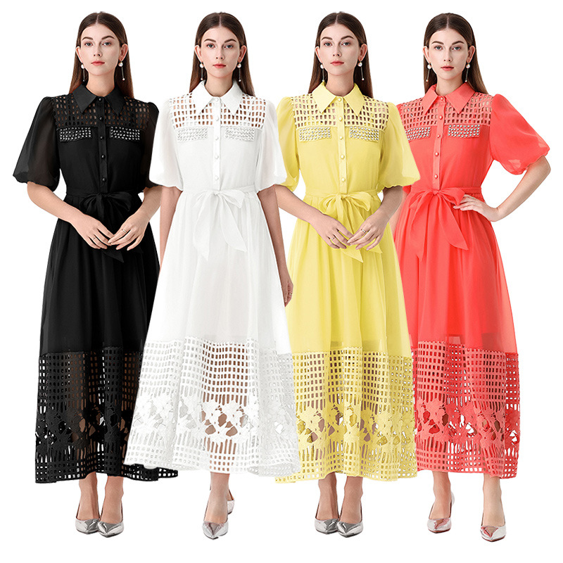 Women's Clothing Elegant Style Tie Waist Short Sleeve Women's Clothing Dress For Formal & Casual For Women_ecoleips.com