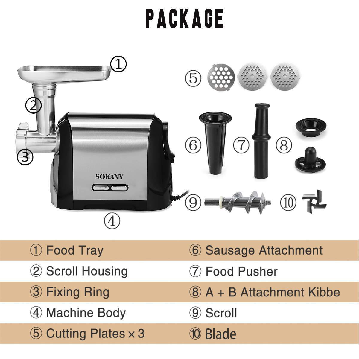 Электрическая мясорубка Sokany Multifunctional серая