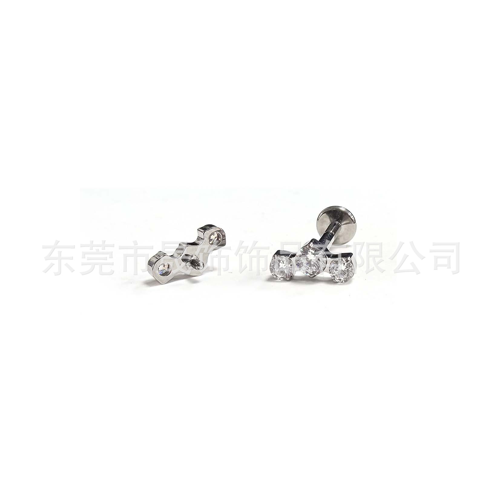 F-136 Titanium Alloy 三连 Diamond Ear Stud Studded 5A Cubic Zirconia Helix Cartilage Stud G23 Implant Grade Titanium Labret Stud 人体 Piercing Jewelry