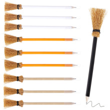 扫把铅笔摆件娃娃屋万圣节巫婆魔法画笔迷你扫帚工艺笔学生铅笔