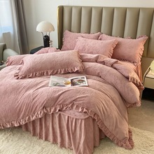 冬季牛奶绒床盖四件套床罩床裙韩版加厚保暖珊瑚绒法兰绒床单被套