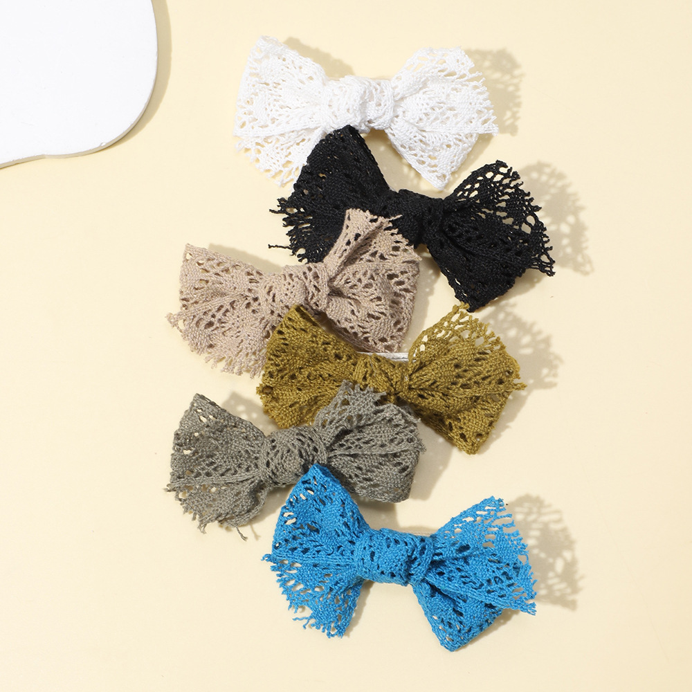 Nuovi accessori per capelli per bambini transfrontalieri Forcina per capelli con fiocco in pizzo per bambini europei e americani, non danneggiano i capelli, clip laterale all'ingrosso_voghion.com