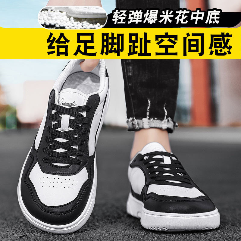 Danbulun Sneakers, White Leather Waterproof Wide-Toe Shoes for Men, Extra Wide 4E Wide Last Sports Sneakers, Large Size