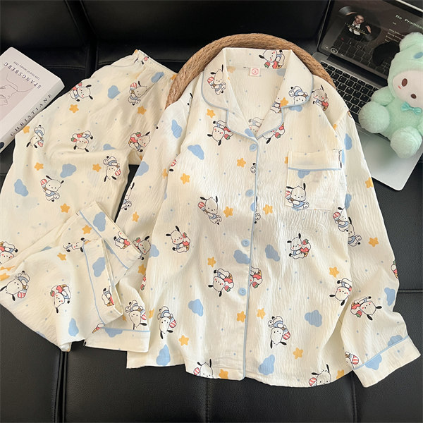 Comercio exterior transfronterizo taiwan chat en vivo primavera y otoño dulce dibujos animados nubes de algodón pantalones de manga larga pijamas en stock