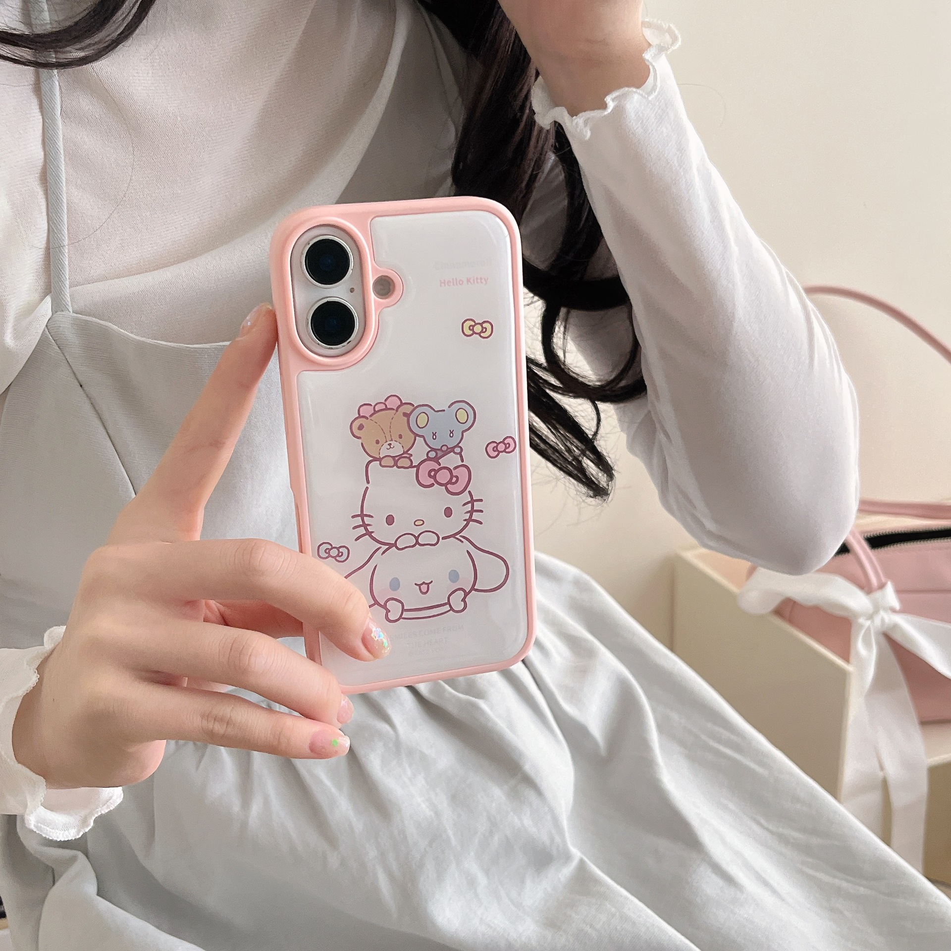 Divertido gato KT lindo de dibujos animados para Apple 16ProMax funda para teléfono móvil 15Pro nuevo 14/13 simple 15PM