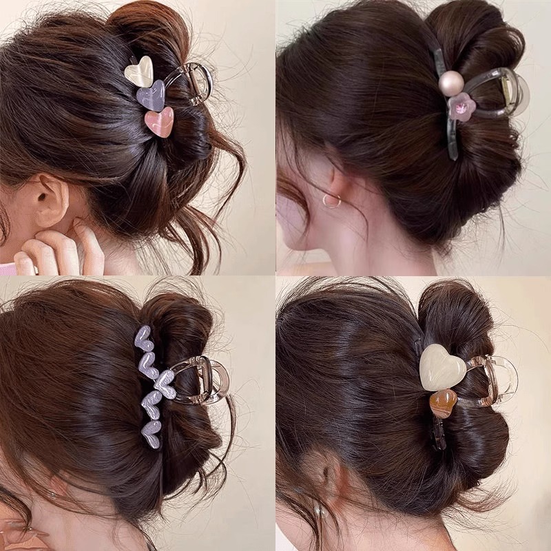 Temperamento de alto nivel amor agarrar clip de cabello de niñas más clip de tiburón detrás de la cabeza de un disco grande clip de cabello tocado