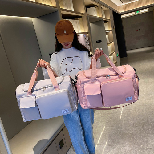 Outdoor travel bag, short-distance set, trolley case, large-capacity luggage bag, dry and wet separation folding yoga swimming fitness bag