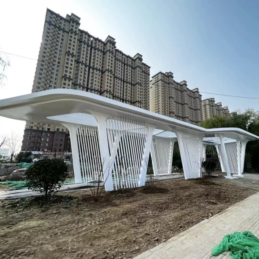 钢结构廊架金属发光雕塑不锈钢景观廊架公园广场标识雕塑