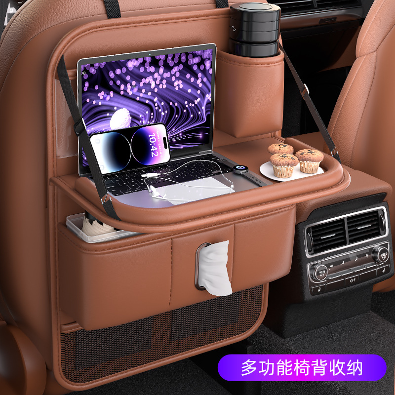 Qìchē – Car table board Organizer Table Tray - upgraded-folding-table-waterproof-trash-can-long-orange-one-piece