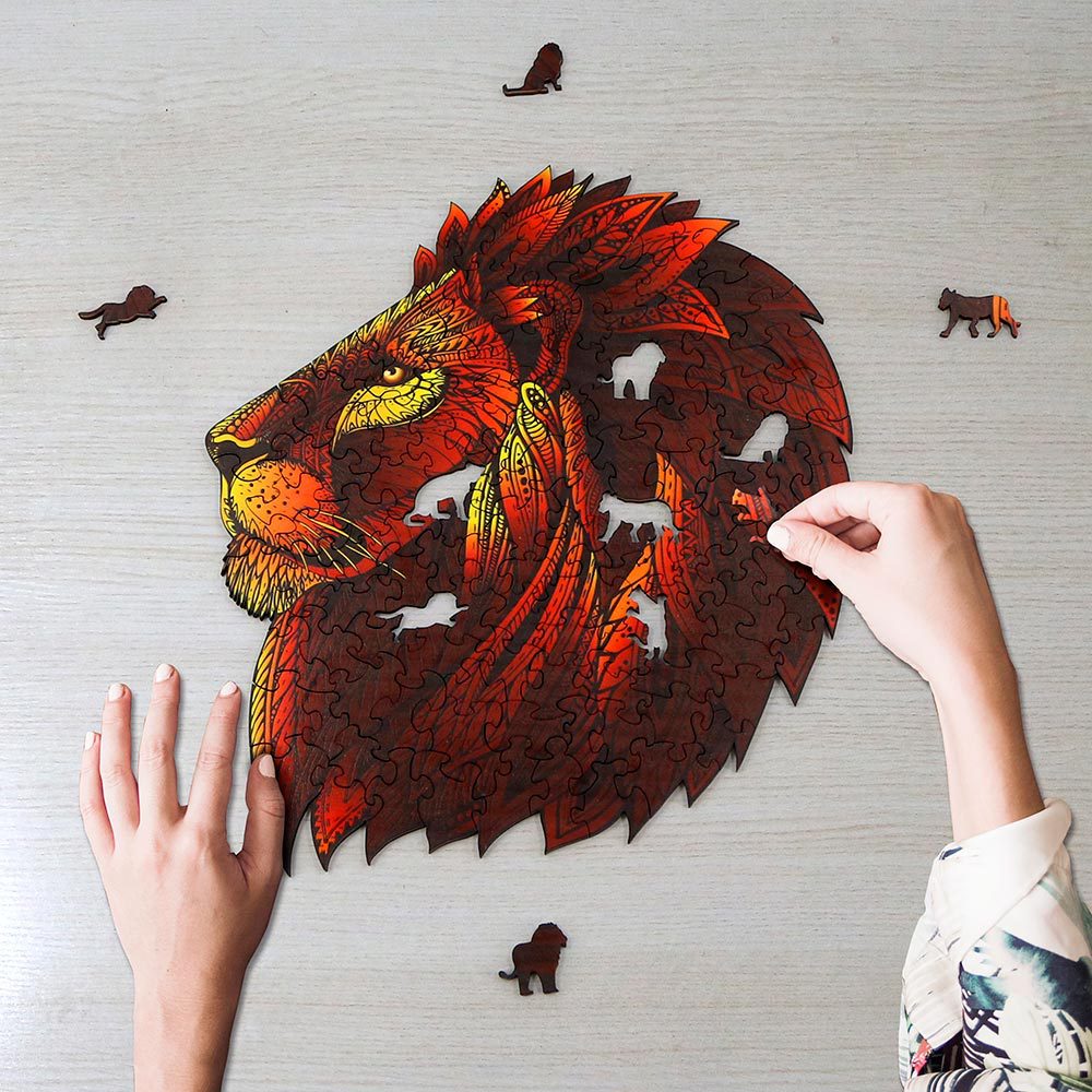 Wooden Mysterious Animal Lion Elephant Conch Puzzle Irregular Alien Basswood Animal Puzzle Game Wood Boxed