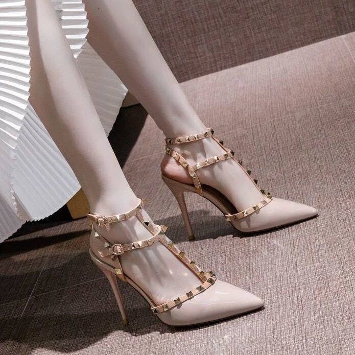 Rivet Nude-Colored High-Heeled Shoes for Women, Thin Heels, 2026 Spring and Autumn New Style, Pointed Toe, Versatile, Trendy, Sexy, Open Back, Large Size Single Shoes Rivet Nude-Colored High-Heeled Shoes for Women, Thin Heels, 2026 Spring and Autumn New Style, Pointed Toe, Versatile, Trendy, Sexy, Open Back, Large Size Single Shoes
