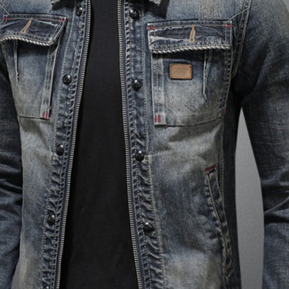 2025 New European and American Washed Old Retro Classic Denim Jacket for Young Men Street Handsome Jacket Trendy Lapel