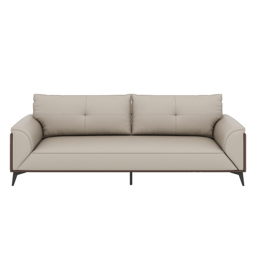 Office sofa cowhide three-seater coffee table set reception room hotel guest lounge area genuine leather office sofa