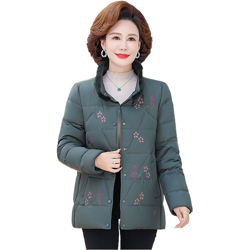 Зимняя куртка для женщин среднего и старшего возраста, 90% пух, новый фасон, утепленная, из белого утиного пуха, больших размеров, с воротником из норкового вельвета.