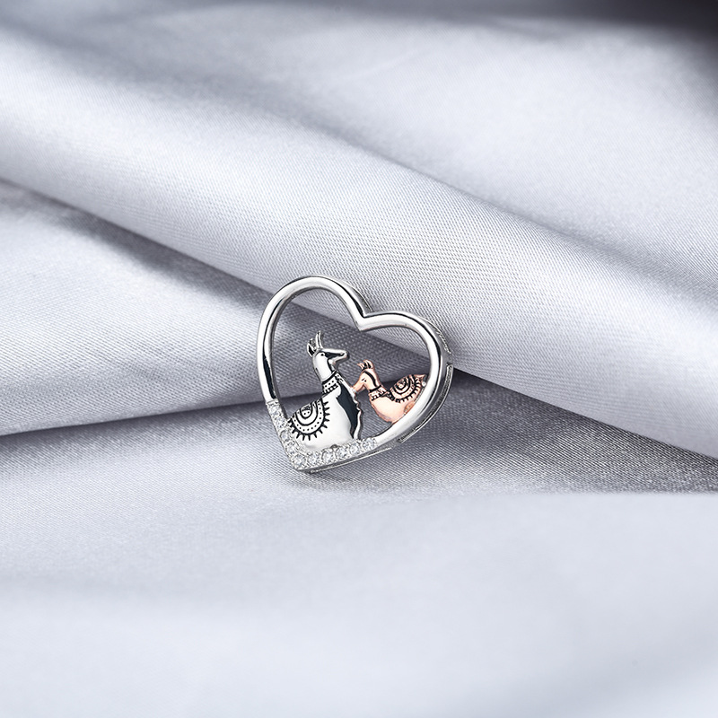 Deseo transfronterizo nuevo caballo madre-hijo color separado collar en forma de corazón mujer 925 plata esterlina colgante de cadena de clavícula de moda europea y americana