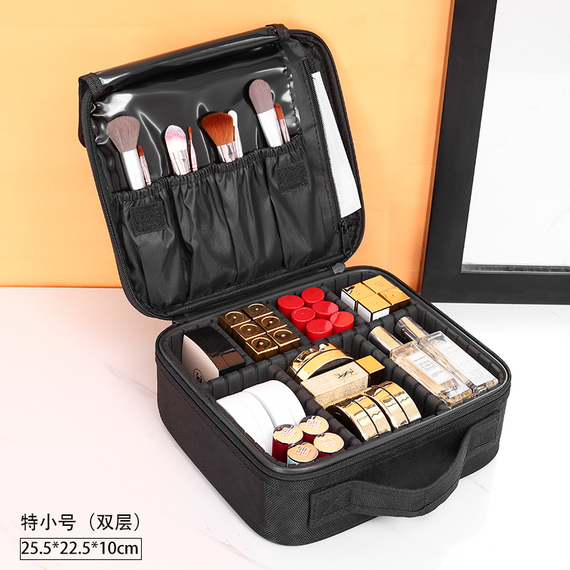 Bolsa de cosméticos de gran capacidad, partición de clasificación simple y portátil, bolsa de almacenamiento multicapa, caja de manicura de belleza para artista de maquillaje y maquillaje