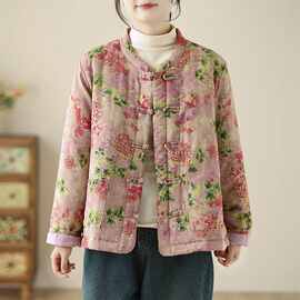 有现货中国风老布禅意加棉加厚棉衣外套女冬季汉服棉麻棉袄上衣