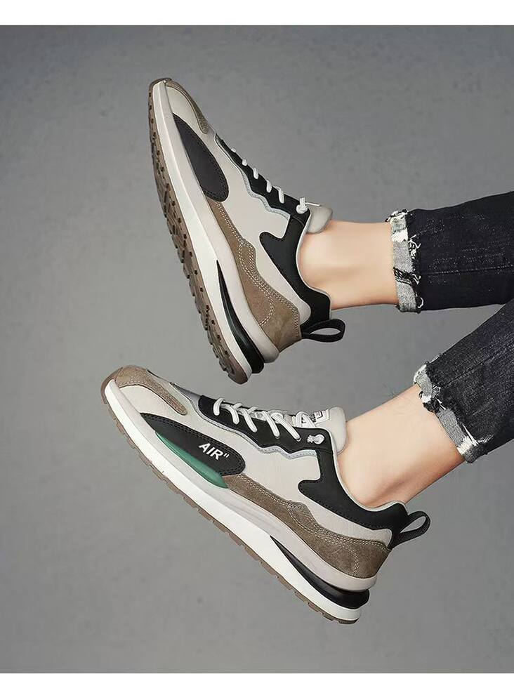 Giày thể thao nam da lì phối lưới đế dày kiểu sneaker thường ngày — H102 màu be, H102 màu trắng, H102 màu xám chi tiết 22