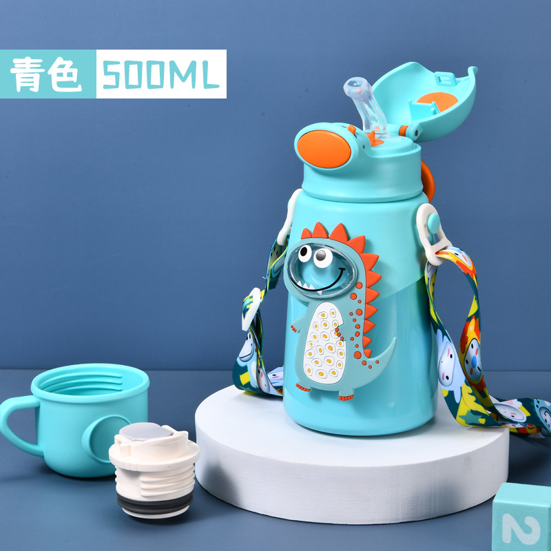 Taza de agua aislada para niños 316 acero inoxidable de calidad alimentaria gran vientre taza de paja nueva correa bebé escuela hervidor