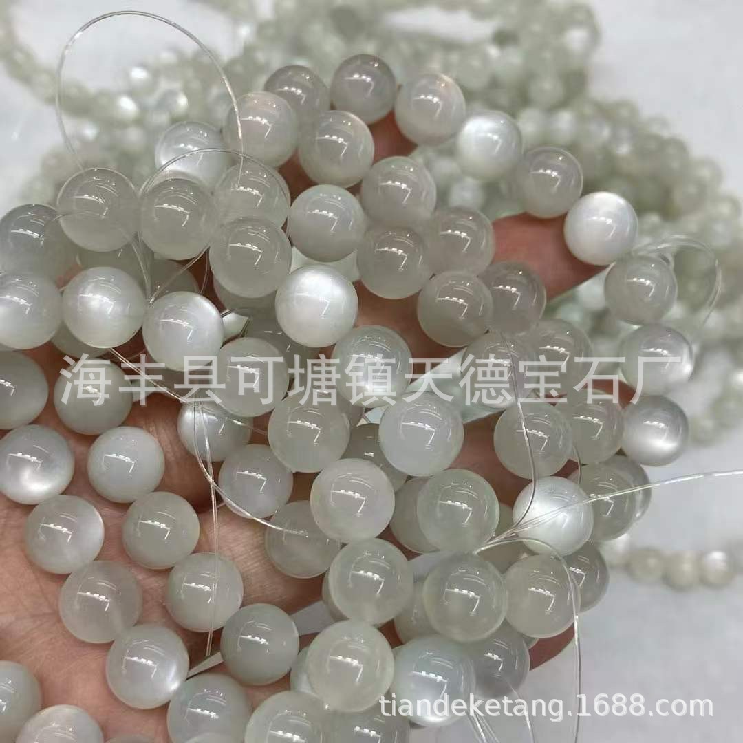 天然白月光圆珠手链厂家批白月光手串散珠白月光配饰跨境台湾批发