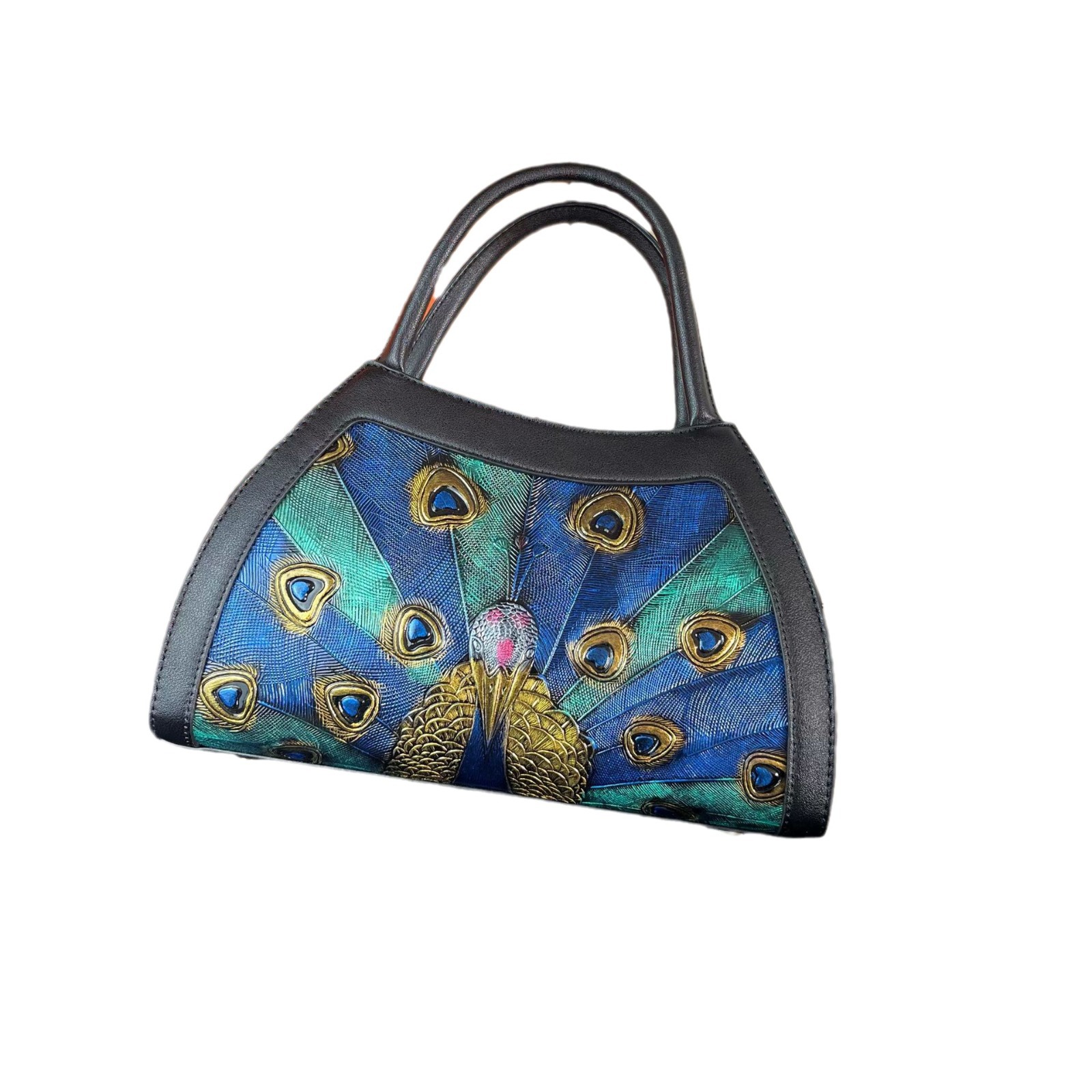 Bolsa de bolso elegante de lujo ligero 2023 nueva moda bolsa de cuero suave rosa patrón de Pavo Real Simple bolsa de mensajero del hombro