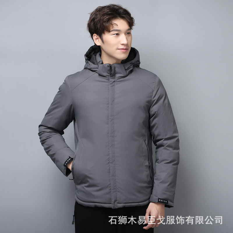 El comercio exterior de algodón acolchado abrigo de los Hombres Nuevo abrigo de invierno desmontable sombrero suelto abajo abrigo de algodón acolchado de doble cara engrosada más tamaño de la capa