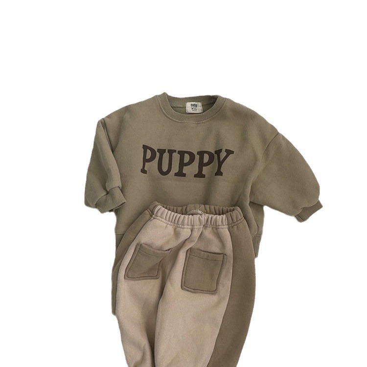 Sudadera de manga larga con estampado de letras para niños, estilo coreano, ropa infantil, top de primavera para bebés, ropa holgada de primavera para niños