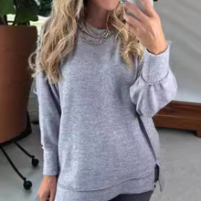 2025秋冬女装外贸亚马逊欧美女式上衣宽松休闲圆领长袖套头卫衣女