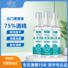 源头厂家75%酒精喷雾100ml抑菌速干消毒医用级便携式家用免洗现货