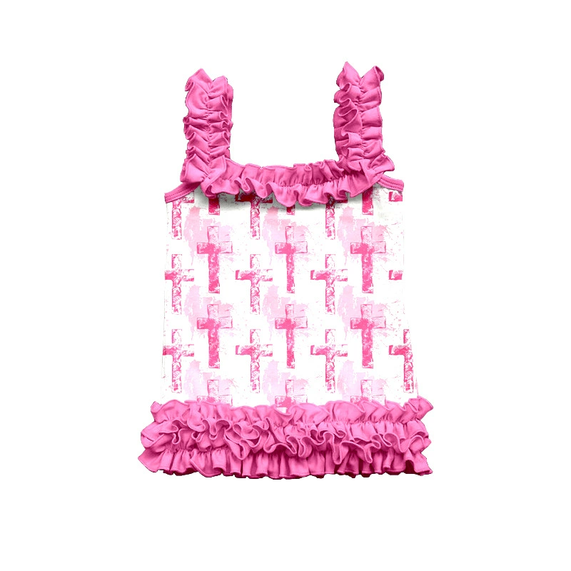 Оптовая продажа кросс-бордерных платьев для девочек с принтом, рюшами на бретелях + милой и уникальной юбкой.