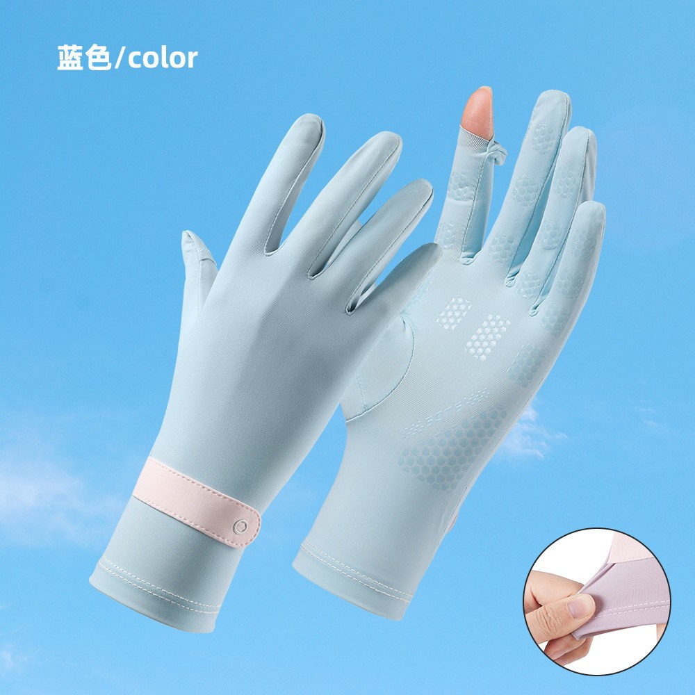 Guantes de protección solar Verano de seda de hielo de las mujeres deportes al aire libre sensibles al hielo fino transpirable antideslizante montar Flip guantes de pantalla táctil