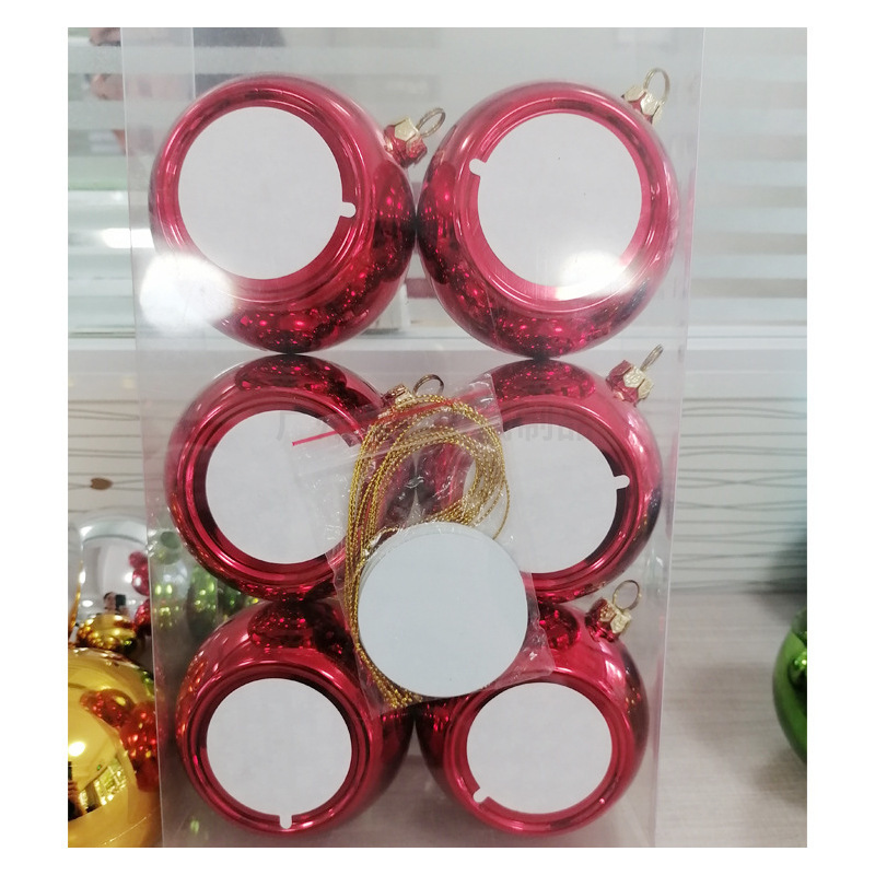 現物クロスボーダー熱転写空白6/8cm円形メッキプラスチッククリスマスボールセットペンダントクリスマスツリーペンダント|undefined