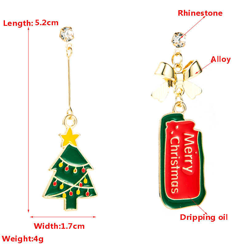 Christmas2021 Christmas Series Alloy Christmas Tree Bow Eardrops Earrings Female Ins Style Ear Rings display picture 1