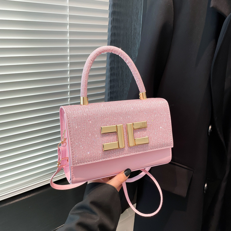 Bolso femenino 2024 nuevo otoño e invierno bolso de axila de un solo hombro de diamantes brillantes Bolso bandolera europeo y americano Bolso cuadrado pequeño literario de moda