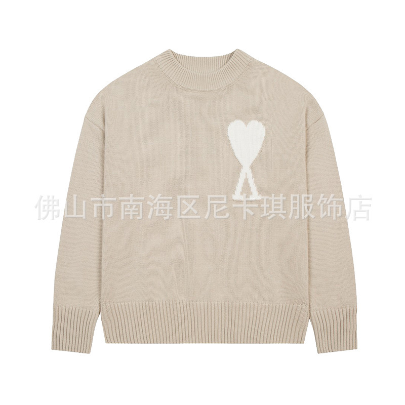 大注目！ ami セーター ラウンドネック ビッグラブ 25ss 新しいカップルルーズ長袖クロスボーダーウール女性のセーター|undefined