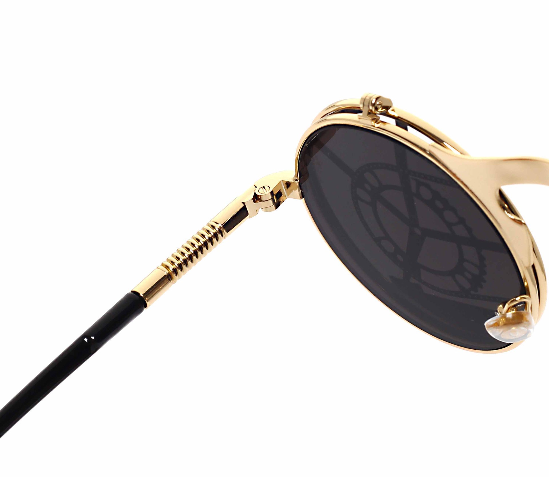 Red, Gold Color Punk Geometric Color Block Ac UV400 Protection Round Frame Full Frame Men's Sunglasses