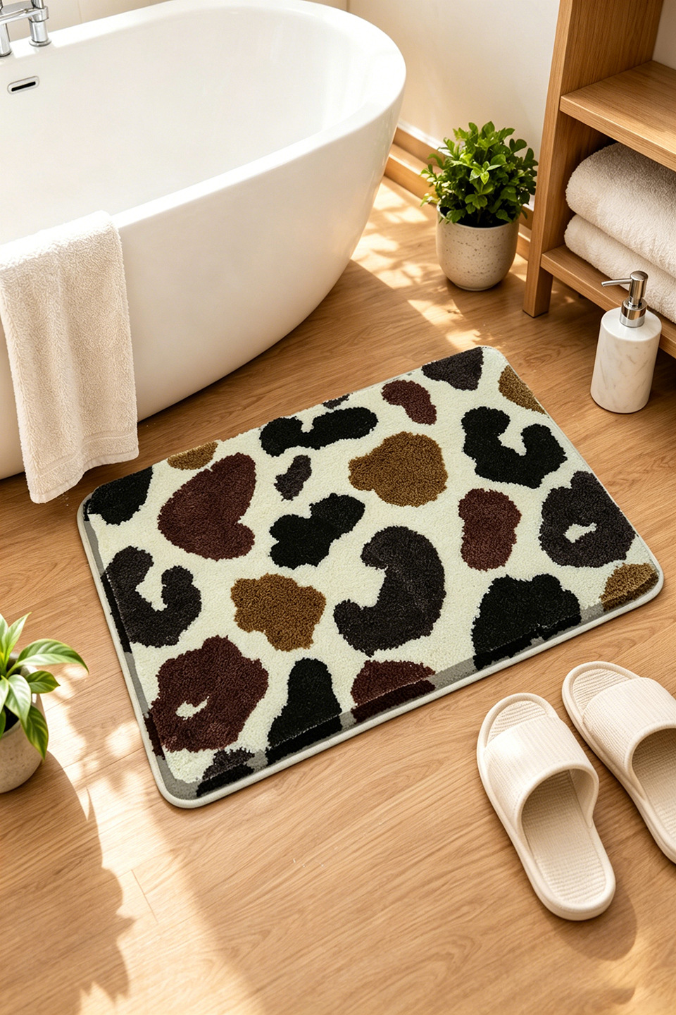 High-End Bathroom Absorbent Floor Mat, Non-Slip Foot Mat for Home Toilet Entrance, Long Tufted Thickened Bathroom Carpet