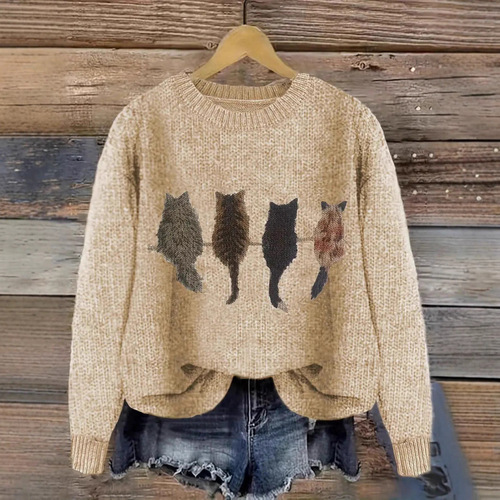 2025 Western and Eastern Cross-Border Foreign Trade Women's Knitwear 3D Digital Series Printing Round Neck Knitwear Manufacturer Best Selling