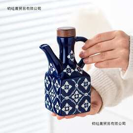 美式隔离花陶瓷油壶商用油瓶辣椒油瓶酱油醋壶家用厨房调料瓶
