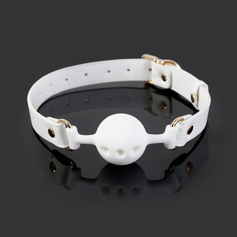sm fun conditioning supplies adult sex white silicone mouth ball drool ball lock small size three hole ball