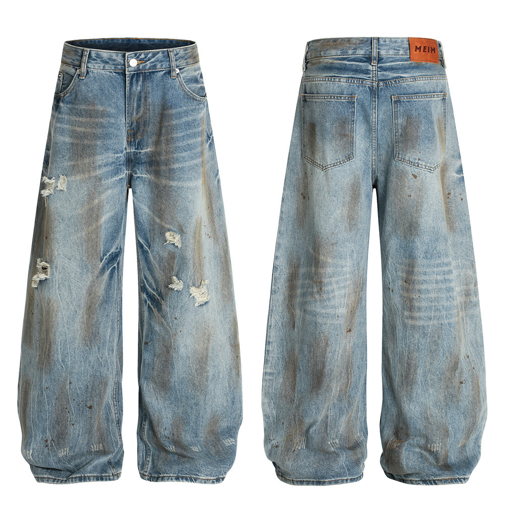 Muške traperice punk stil poderane širokog kroja_voghion.com