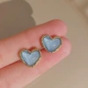 1# Shining blue love earrings pair-gold