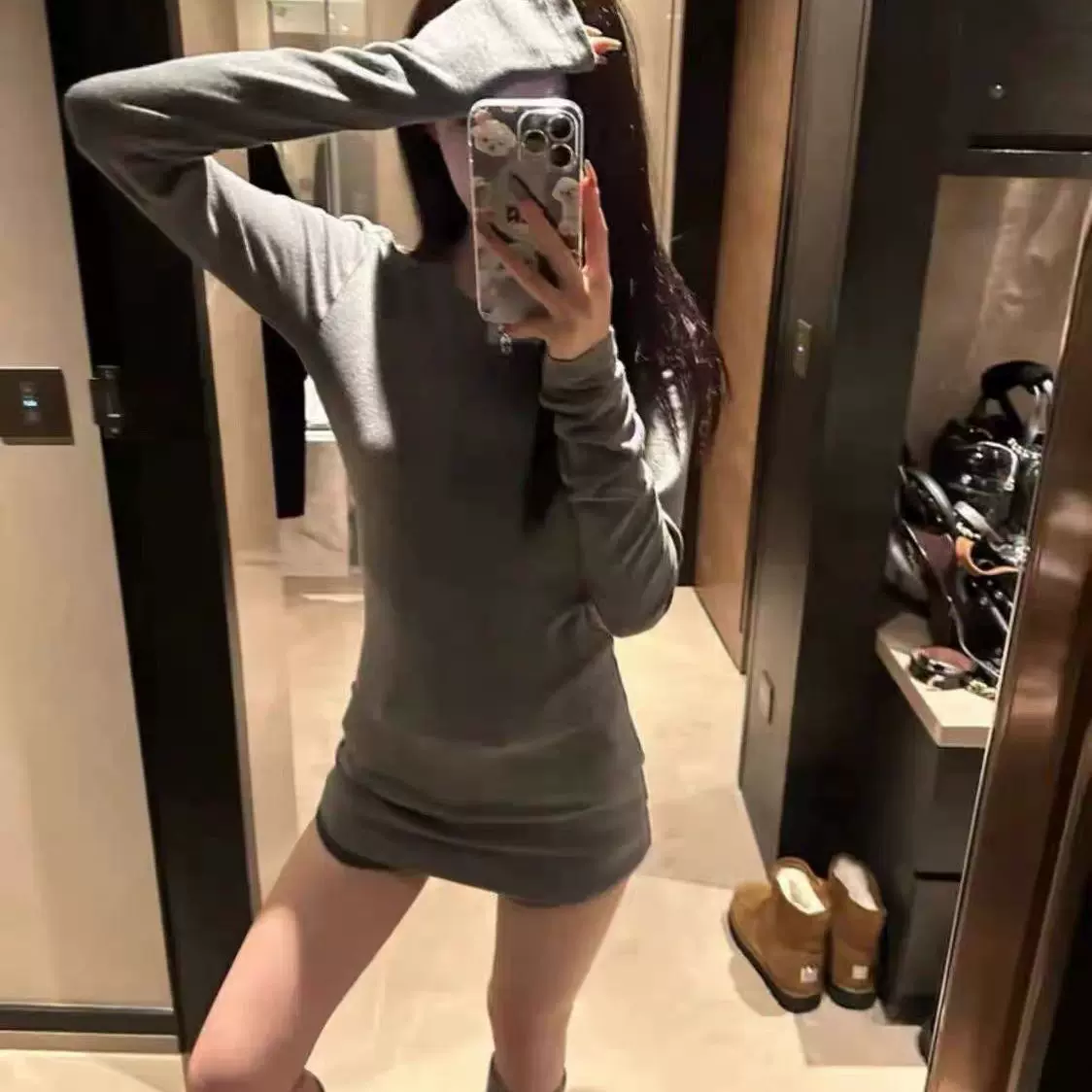 德绒中长款长袖t恤女2025新款秋冬内搭外穿打底衫修身辣妹上衣潮