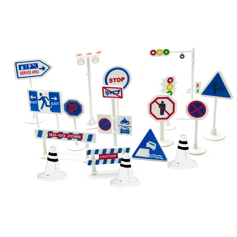 Traffic sign cross-border parking lot landscape barricade traffic sign model toy car traffic light sign accessories